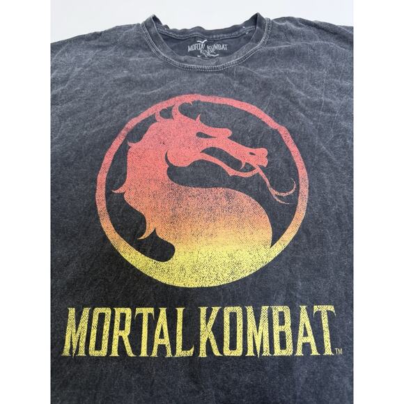 Mens XL Cropped Mortal Kombat Tee 100 Cotton - Charcoal Grey Short Sleeve Shirt - Picture 2 of 10
